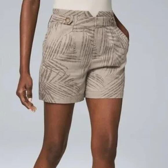 White House Black Market Pants - White House Black Market NWT WHBM Taupe Terrain Morel Palm Leaf Tropical Shorts